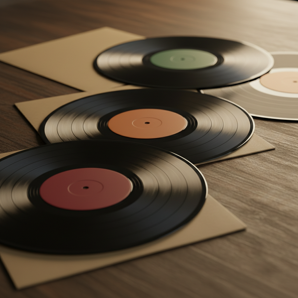 Original LP pressings with differently coloured labels laid out side by side: identifying a Led Zeppelin vinyl first pressing