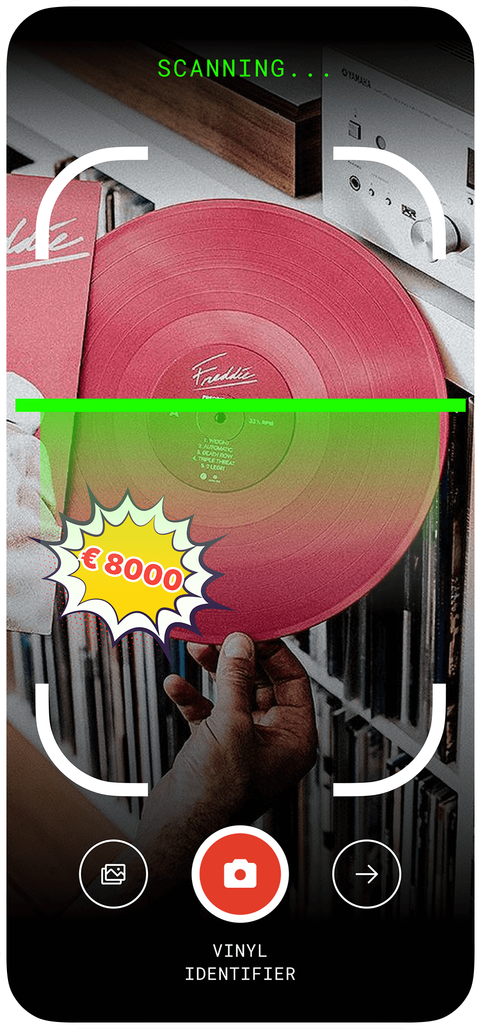 VinylAI app scanning a vinyl record